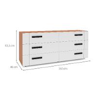 Cômoda Lisboa 6 Gavetas Branca e Freijó - 3