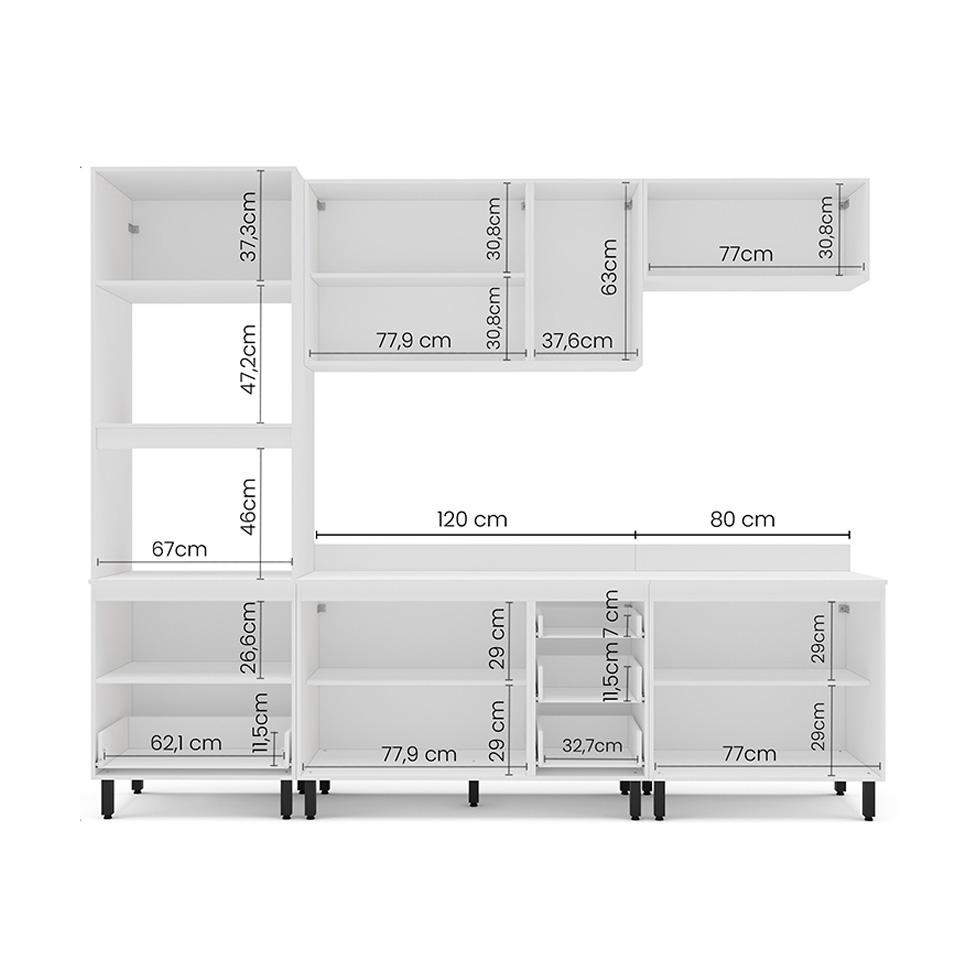 Cozinha Completa com Tampo Meena 10 Portas 4 Gavetas Branca - 4