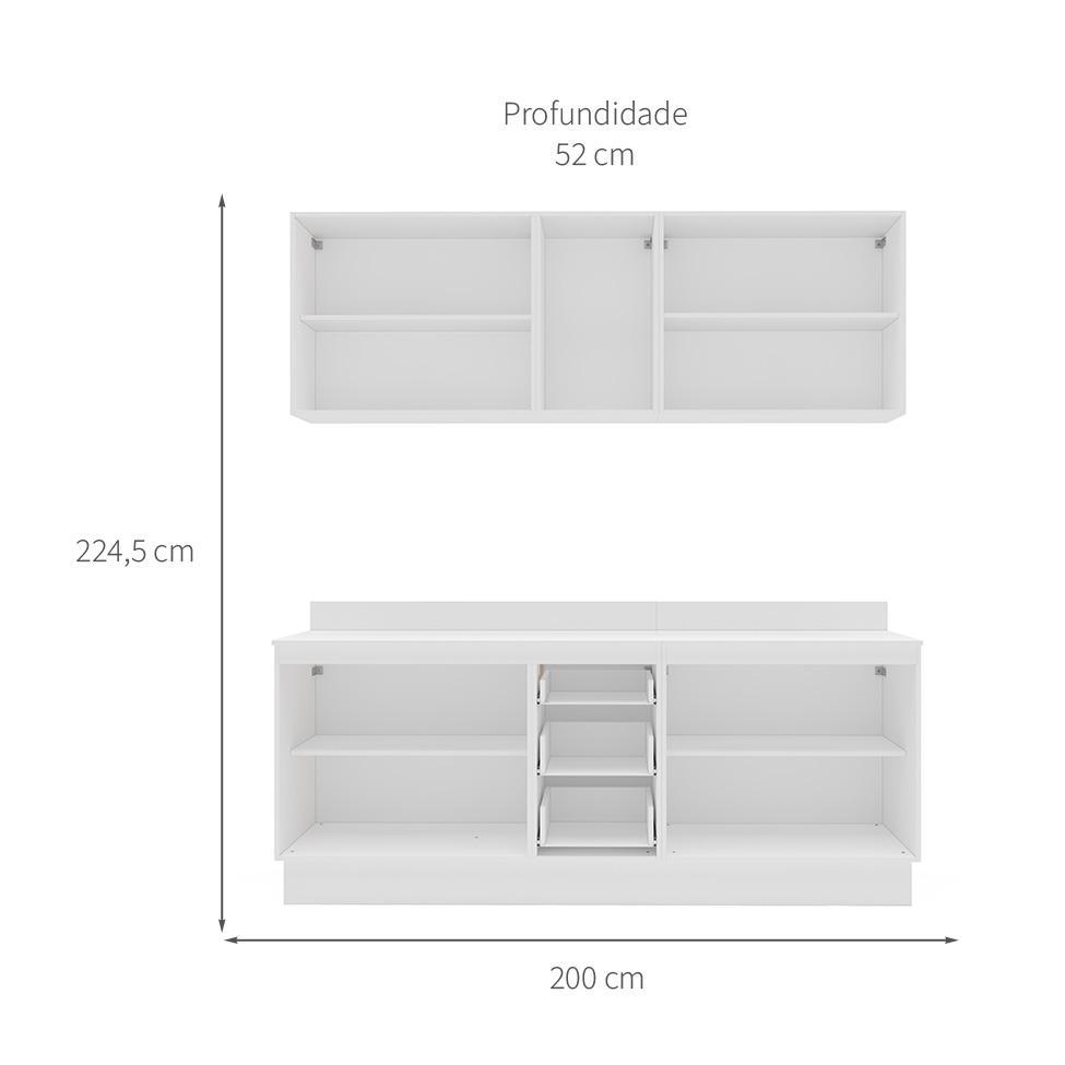 Cozinha Completa com Tampo e Rodapé Meena 9 Portas 3 Gavetas Verde e Branca - 3