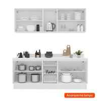 Cozinha Completa com Tampo e Rodapé Meena 9 Portas 3 Gavetas Verde e Branca - 2