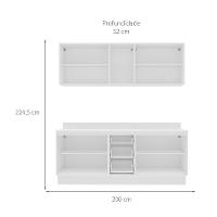 Cozinha Completa com Tampo e Rodapé Meena 9 Portas 3 Gavetas Verde e Branca - 3