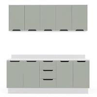 Cozinha Completa com Tampo e Rodapé Meena 9 Portas 3 Gavetas Verde e Branca - 5