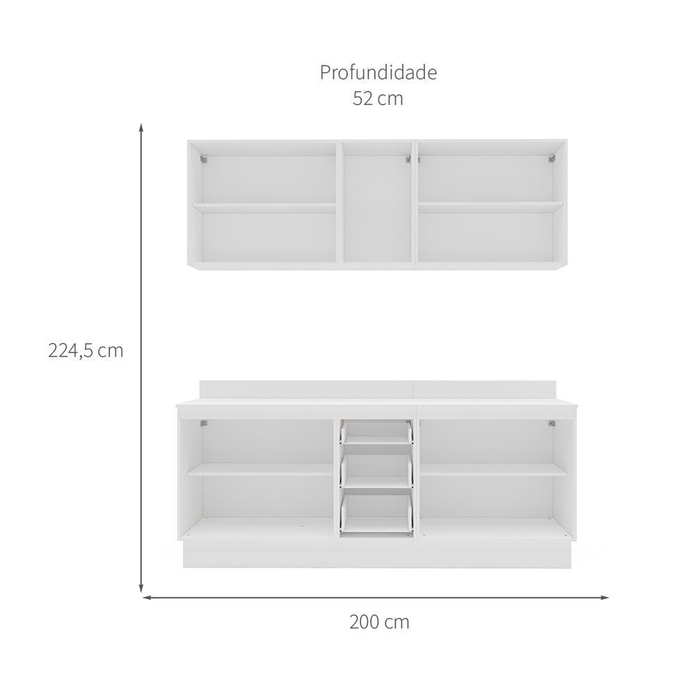 Cozinha Completa com Tampo e Rodapé Meena 9 Portas 3 Gavetas Creme e Branca - 3