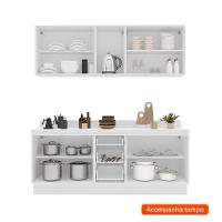 Cozinha Completa com Tampo e Rodapé Meena 9 Portas 3 Gavetas Creme e Branca - 2