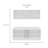 Cozinha Completa com Tampo e Rodapé Meena 9 Portas 3 Gavetas Creme e Branca - 3