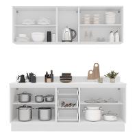 Cozinha Completa com Tampo e Rodapé Meena 9 Portas 3 Gavetas Creme e Branca - 8