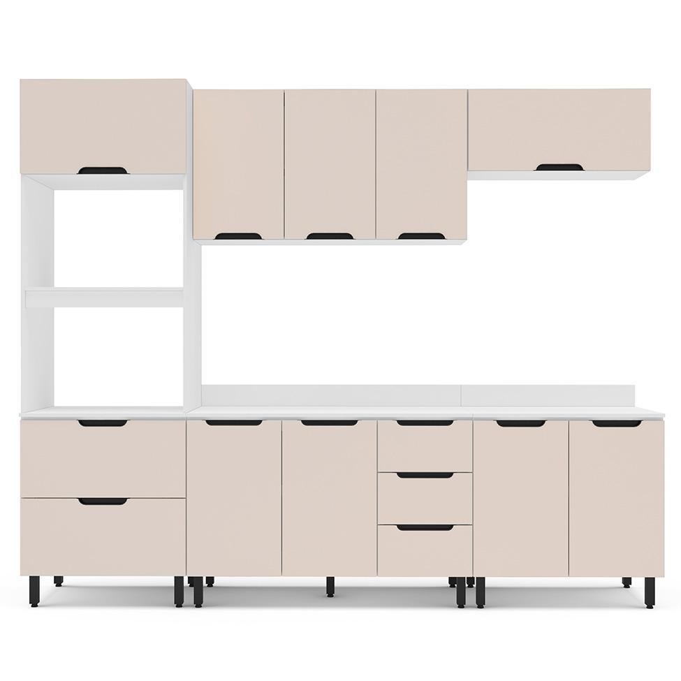 Cozinha Completa com Tampo Meena 10 Portas 4 Gavetas Creme e Branca - 5