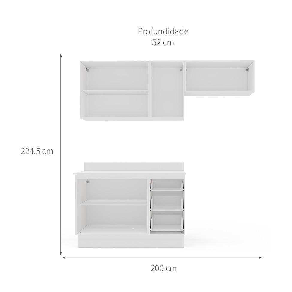 Cozinha Completa com Tampo e Rodapé Meena 6 Portas 3 Gavetas Branca - 3