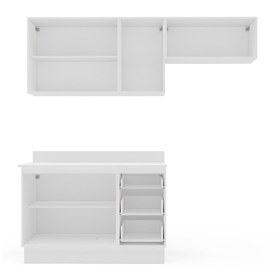 Cozinha Completa com Tampo e Rodapé Meena 6 Portas 3 Gavetas Branca - 7