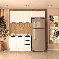 Cozinha Completa com Tampo e Rodapé Meena 6 Portas 3 Gavetas Branca - 1