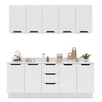 Cozinha Completa com Tampo e Rodapé Meena 9 Portas 3 Gavetas Branca - 6