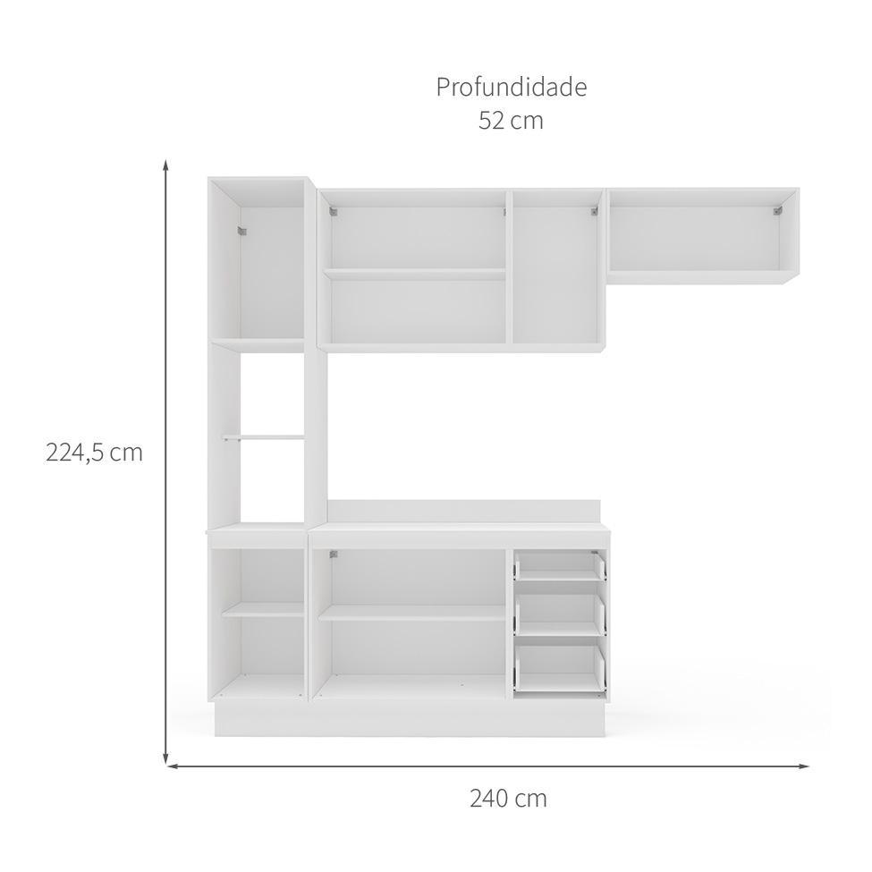 Cozinha Completa com Tampo e Rodapé Meena 8 Portas 3 Gavetas Creme e Branca - 3