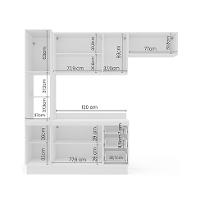 Cozinha Completa com Tampo e Rodapé Meena 8 Portas 3 Gavetas Creme e Branca