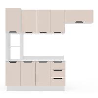 Cozinha Completa com Tampo e Rodapé Meena 8 Portas 3 Gavetas Creme e Branca - 5