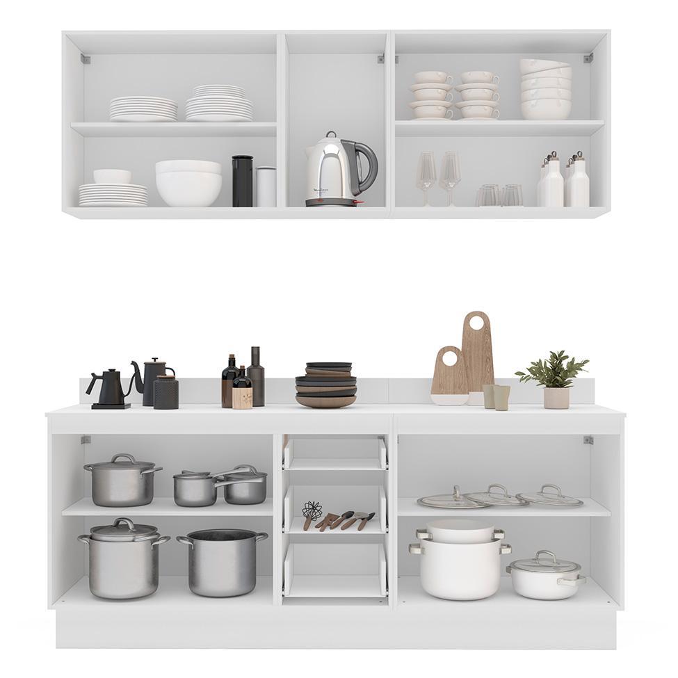 Cozinha Completa com Tampo e Rodapé Meena 9 Portas 3 Gavetas Azul e Branca - 8