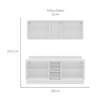 Cozinha Completa com Tampo e Rodapé Meena 9 Portas 3 Gavetas Azul e Branca - 3