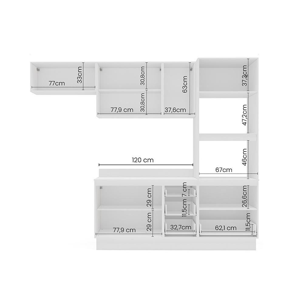 Cozinha Completa com Tampo e Rodapé Meena 8 Portas 4 Gavetas Bege e Branca - 4