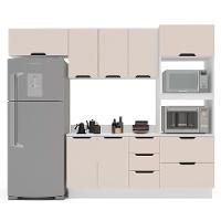 Cozinha Completa com Tampo e Rodapé Meena 8 Portas 4 Gavetas Bege e Branca - 6