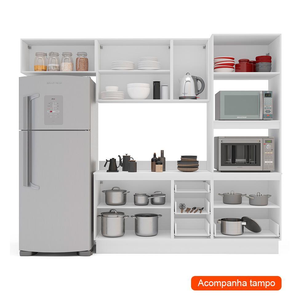 Cozinha Completa com Tampo e Rodapé Meena 7 Portas 5 Gavetas Azul e Branca - 2