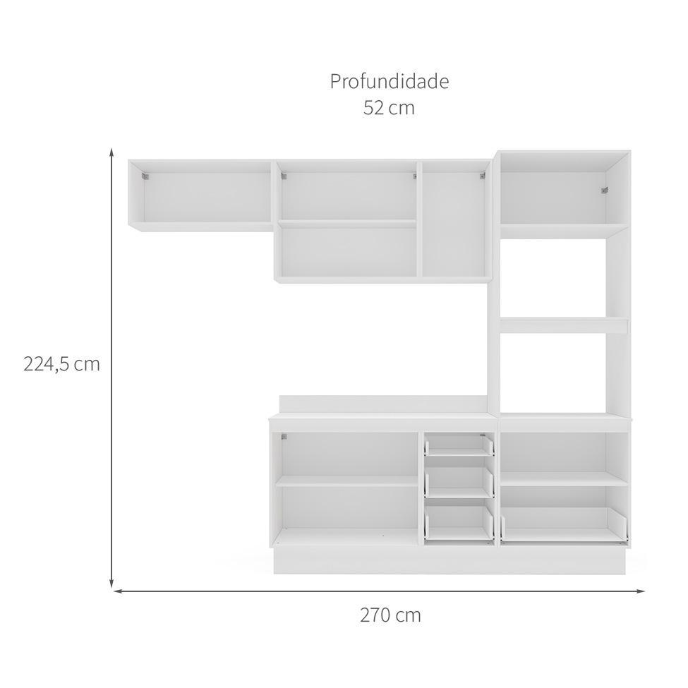 Cozinha Completa com Tampo e Rodapé Meena 7 Portas 5 Gavetas Azul e Branca - 3
