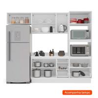 Cozinha Completa com Tampo e Rodapé Meena 7 Portas 5 Gavetas Azul e Branca - 2