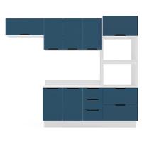 Cozinha Completa com Tampo e Rodapé Meena 7 Portas 5 Gavetas Azul e Branca - 5