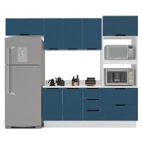Cozinha Completa com Tampo e Rodapé Meena 7 Portas 5 Gavetas Azul e Branca - 6
