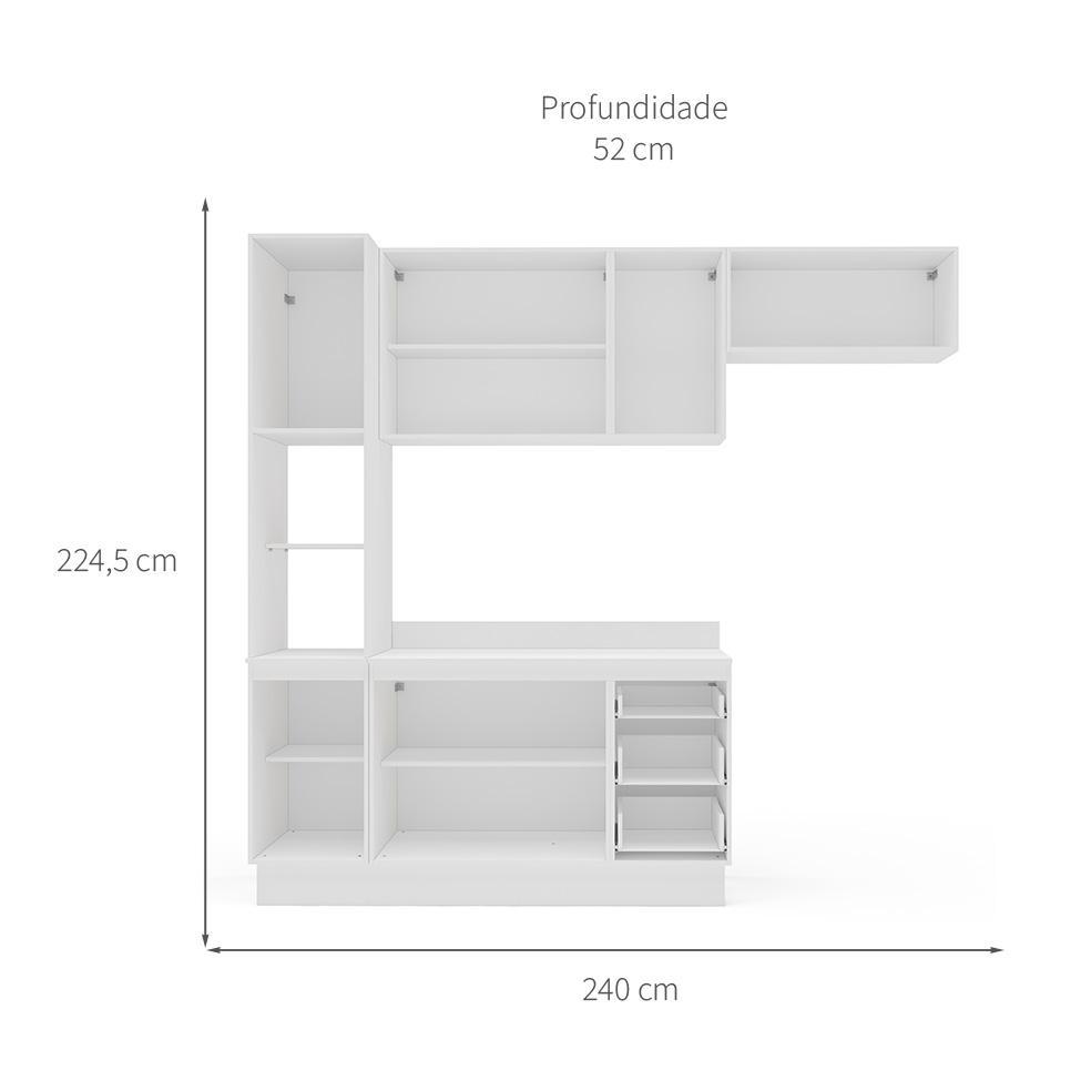 Cozinha Completa com Tampo e Rodapé Meena 8 Portas 3 Gavetas Verde e Branca - 3