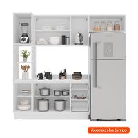 Cozinha Completa com Tampo e Rodapé Meena 8 Portas 3 Gavetas Verde e Branca - 2