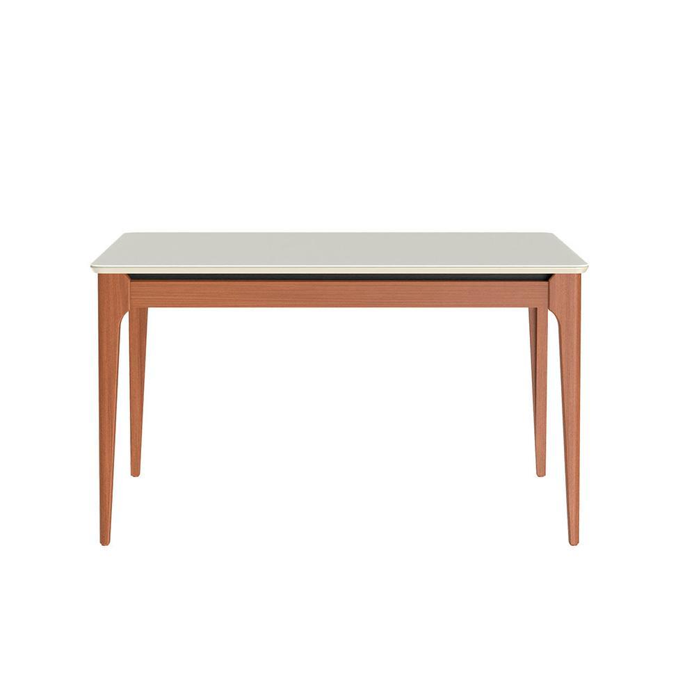 Mesa de Jantar Retangular com Tampo de Vidro Off White Addar Natural 135 cm - 2