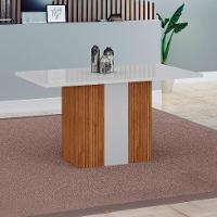 Mesa de Jantar Retangular com Tampo de Vidro Doha 100% MDF Off White e Freijó 120 cm - 2