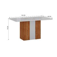 Mesa de Jantar Retangular com Tampo de Vidro Doha 100% MDF Off White e Freijó 120 cm - 3