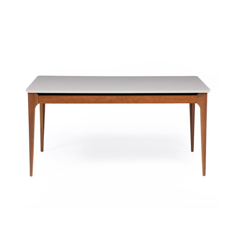 Mesa de Jantar Retangular com Tampo de Vidro Off White Addar Natural 160 cm - 4