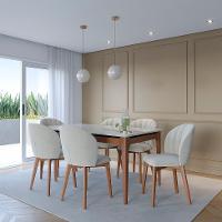 Mesa de Jantar Retangular com Tampo de Vidro Off White Addar Natural 160 cm - 2