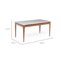 Mesa de Jantar Retangular com Tampo de Vidro Off White Addar Natural 160 cm - 3