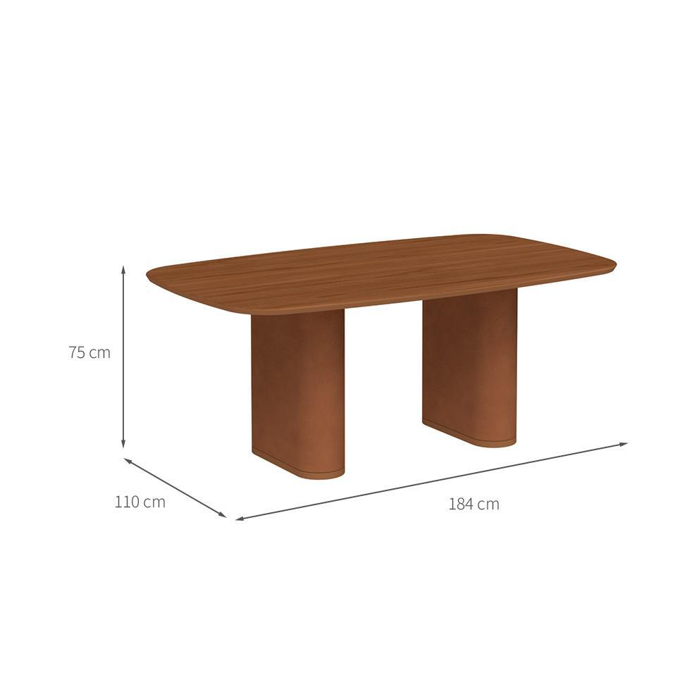 Mesa de Jantar Retangular com Tampo de MDF Off White Lintz Caramelo e Canela 184 cm - 3