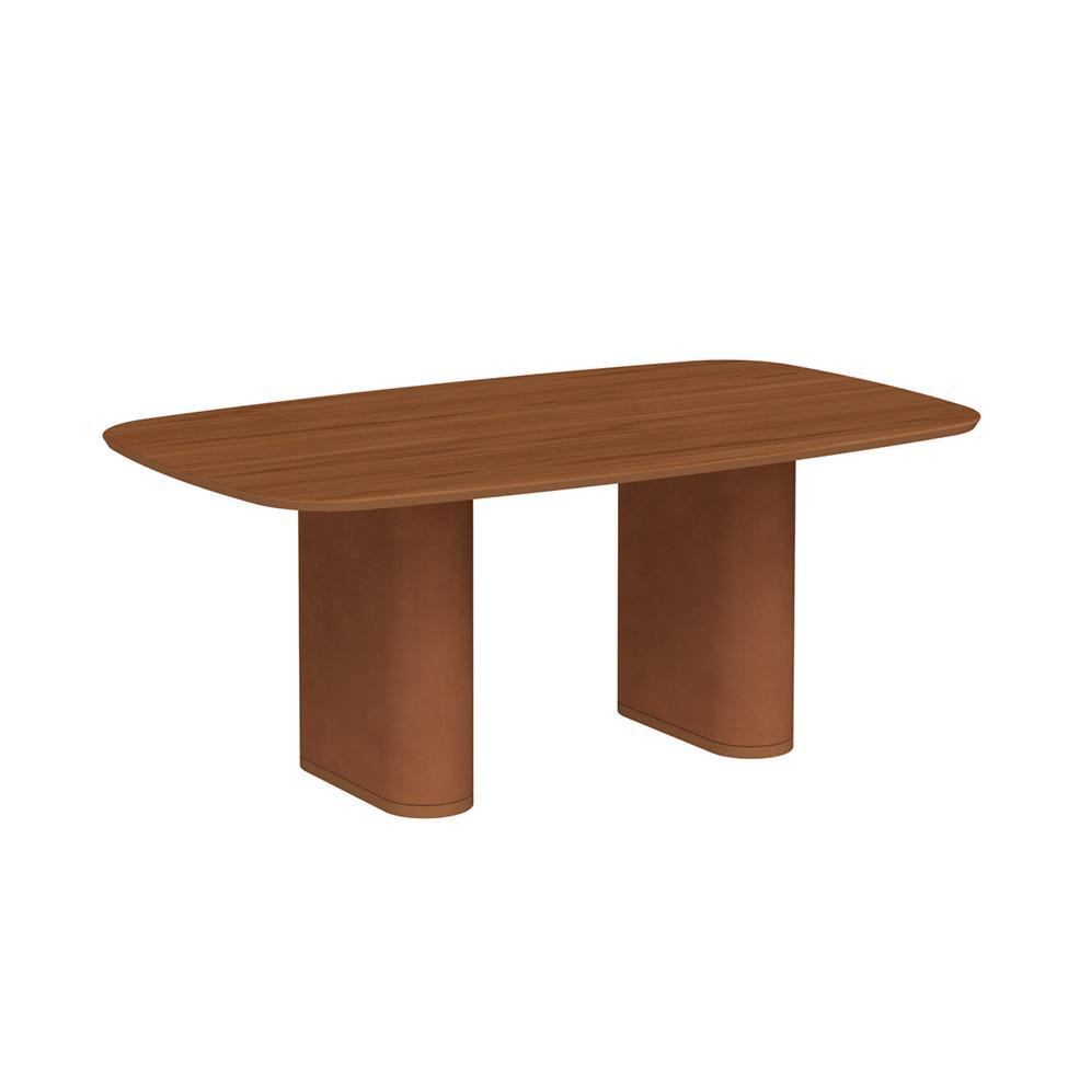 Mesa de Jantar Retangular com Tampo de MDF Off White Lintz Caramelo e Canela 219 cm - 5