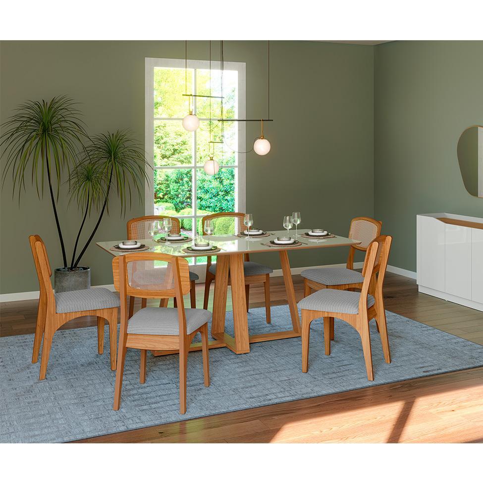 Mesa de Jantar Retangular com Tampo de MDF Kessy 100% MDF Off White e Freijó 180 cm - 2