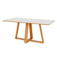Mesa de Jantar Retangular com Tampo de MDF Kessy 100% MDF Off White e Freijó 180 cm - 1