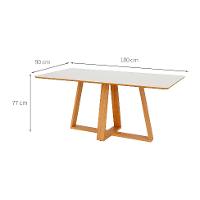 Mesa de Jantar Retangular com Tampo de MDF Kessy 100% MDF Off White e Freijó 180 cm - 3