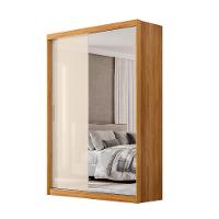 Guarda-Roupa Solteiro com Espelho Riva Flex 2 Portas 4 Gavetas Cinamomo e Off White - 1