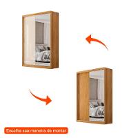 Guarda-Roupa Solteiro com Espelho Riva Flex 2 Portas 4 Gavetas Cinamomo e Off White