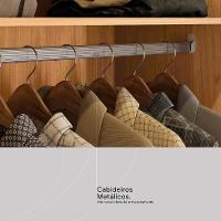 Guarda-Roupa Solteiro com Espelho Riva Flex 2 Portas 4 Gavetas Cinamomo e Off White - 9