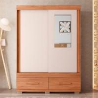 Guarda-Roupa Solteiro com Espelho Sereno 2 Portas 2 Gavetas Freijó e Off White - 5