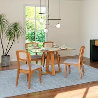 Mesa de Jantar Retangular com Tampo de MDF Kessy 100% MDF Off White e Freijó 135 cm - 2