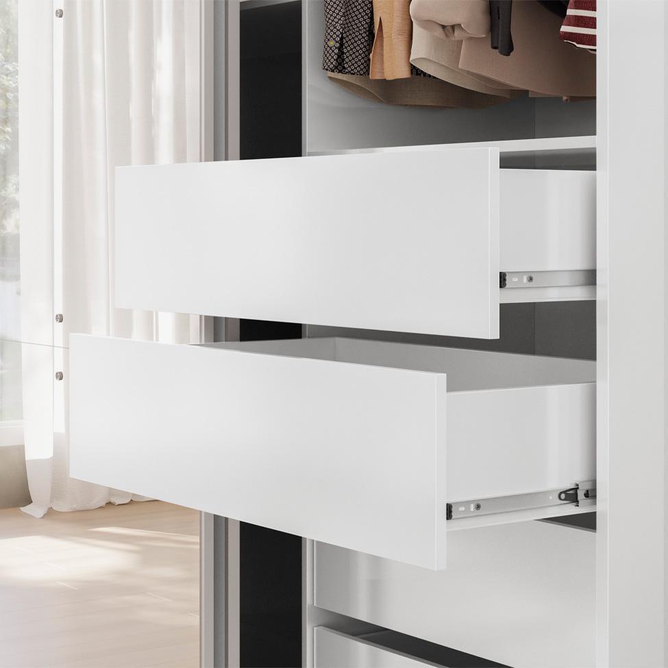 Guarda-Roupa Solteiro com Espelho Riva Flex 2 Portas 4 Gavetas Branco e Amêndola - 7