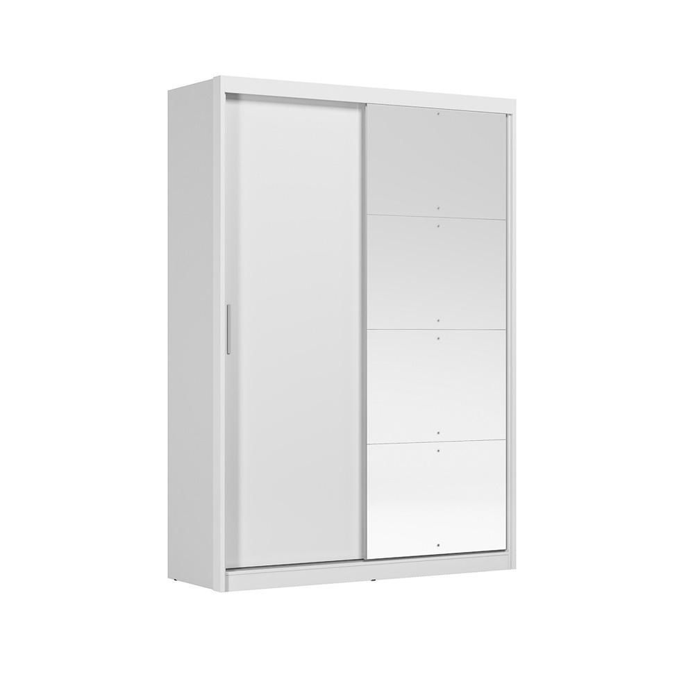 Guarda-Roupa Solteiro com Espelho Riva Flex 2 Portas 4 Gavetas Branco e Amêndola - 8