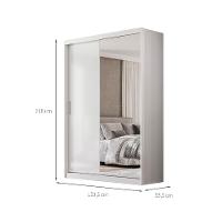Guarda-Roupa Solteiro com Espelho Riva Flex 2 Portas 4 Gavetas Branco e Amêndola - 3