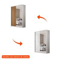 Guarda-Roupa Solteiro com Espelho Riva Flex 2 Portas 4 Gavetas Branco e Amêndola