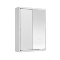 Guarda-Roupa Solteiro com Espelho Riva Flex 2 Portas 4 Gavetas Branco e Amêndola - 8